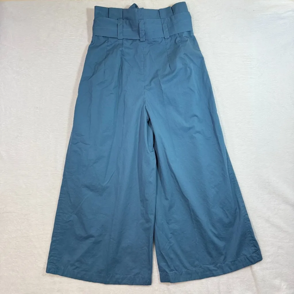 Zara Woman XS Teal Paperbag Wide Leg Pant Tie‎ Belt Minimalist Chic Summer Vaca - Image 7
