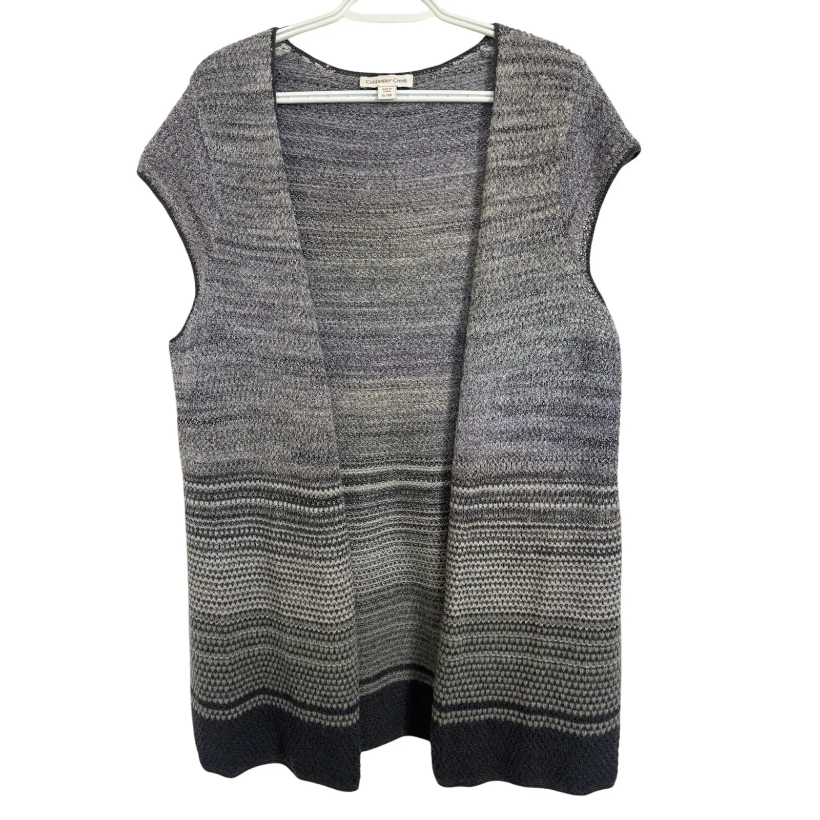 Coldwater Creek Wool Mohair Blend Sweater Vest Cardigan Size XL Long Line Cozy - Image 2