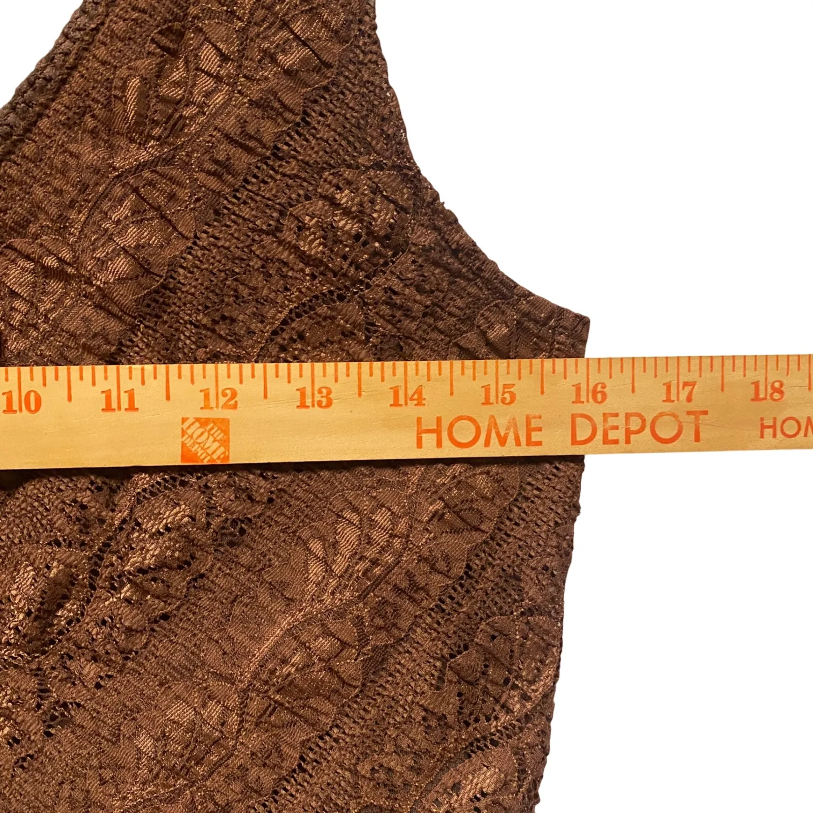 Y2K Emma James Brown Lace Overlay V Neck Sleeveless Tank Top Women's Small - Image 2