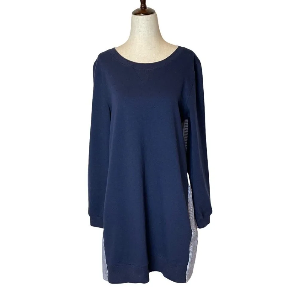 Ellison Navy Blue‎ Pinstripe Back Pullover Long Sleeve Sweatshirt Tunic Top S - Image 3