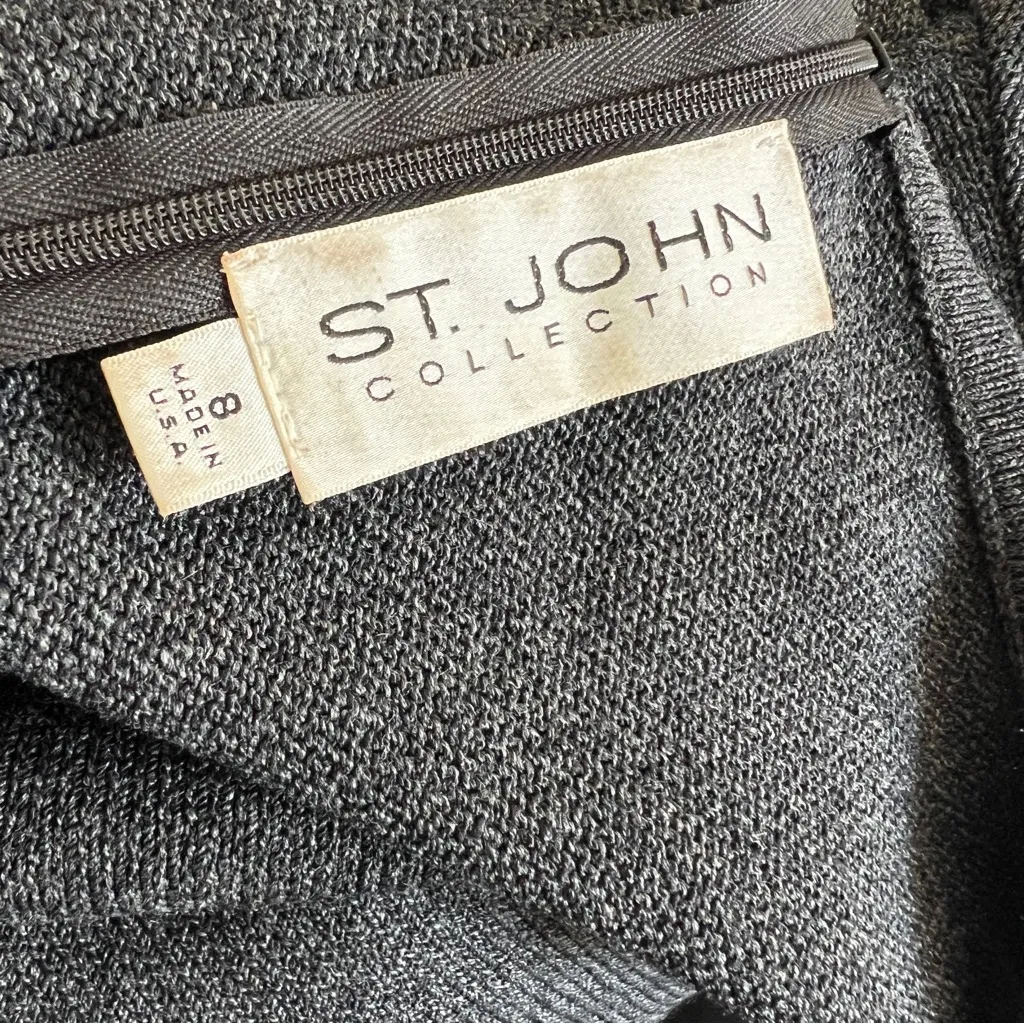 St. John Collection Charcoal Santana Knit Long Sleeve Midi Dress Size 8 Gray - Image 6