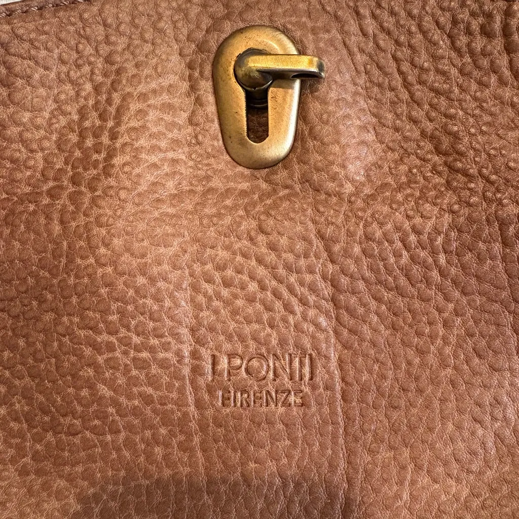 I Ponti Firenze Brown Penble Leather Wide Strap Shoulder Bag - Image 16