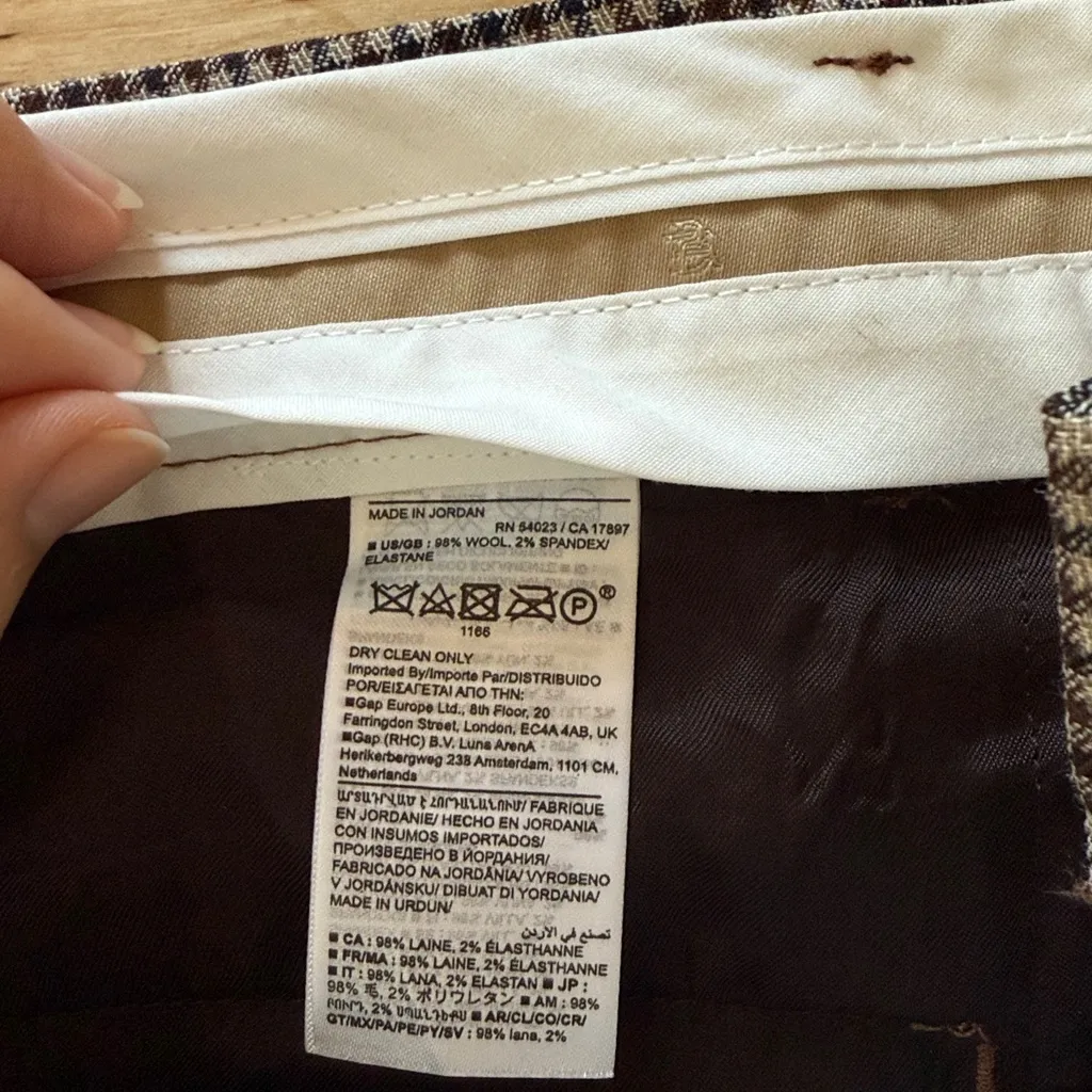 Banana Republic Mid-Rise Plaid Italian Fabric Ankle Woven Career Dress Pant, 0 - Image 8