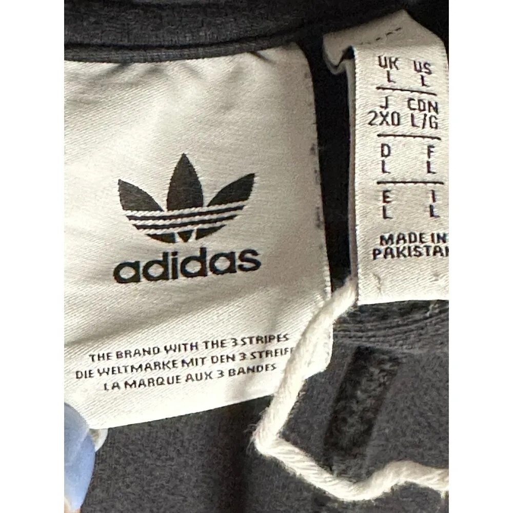 Adidas Embroidered Logo Black Hooded Drawstring Hoodie Long Sleeves Logo Size L - Image 5