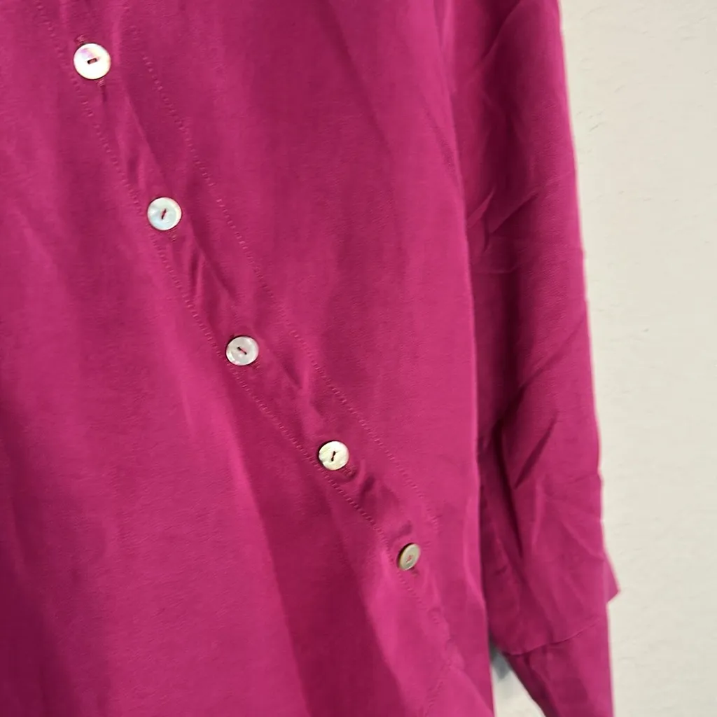 Soft Surroundings Washed Tencel Asymmetric Tunic Top Pink Orchid Fuchsia Small - Image 6