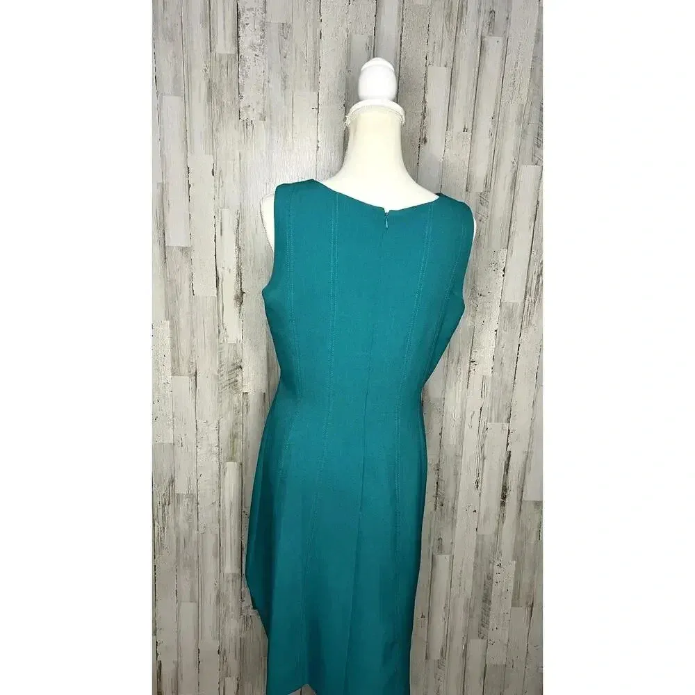 Jones New York Women's Size 10 Teal Sleeveless Sheath Fit & Flare Dress‎ - Image 4