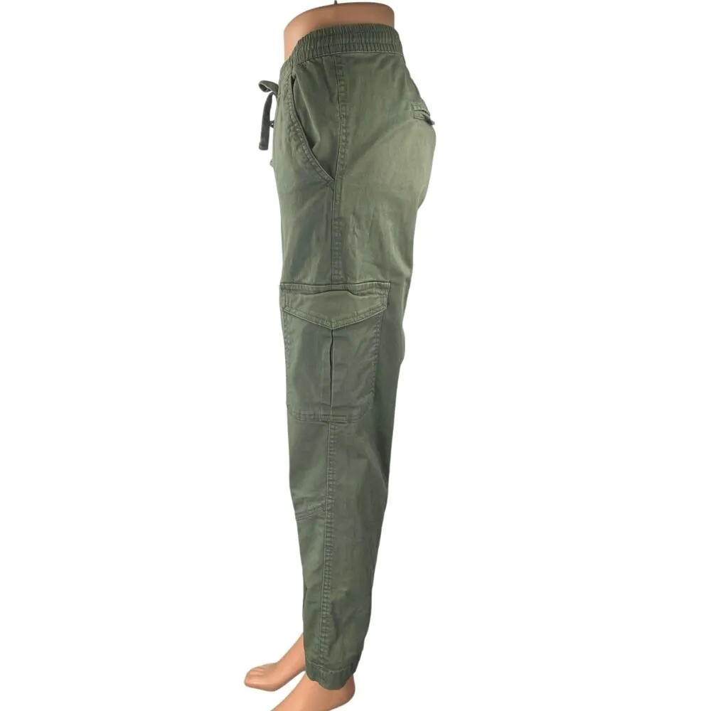 Cotton On Green Straight Leg Elastic Waist Drawstring Trousers Cargo Pants Sz 10 - Image 2