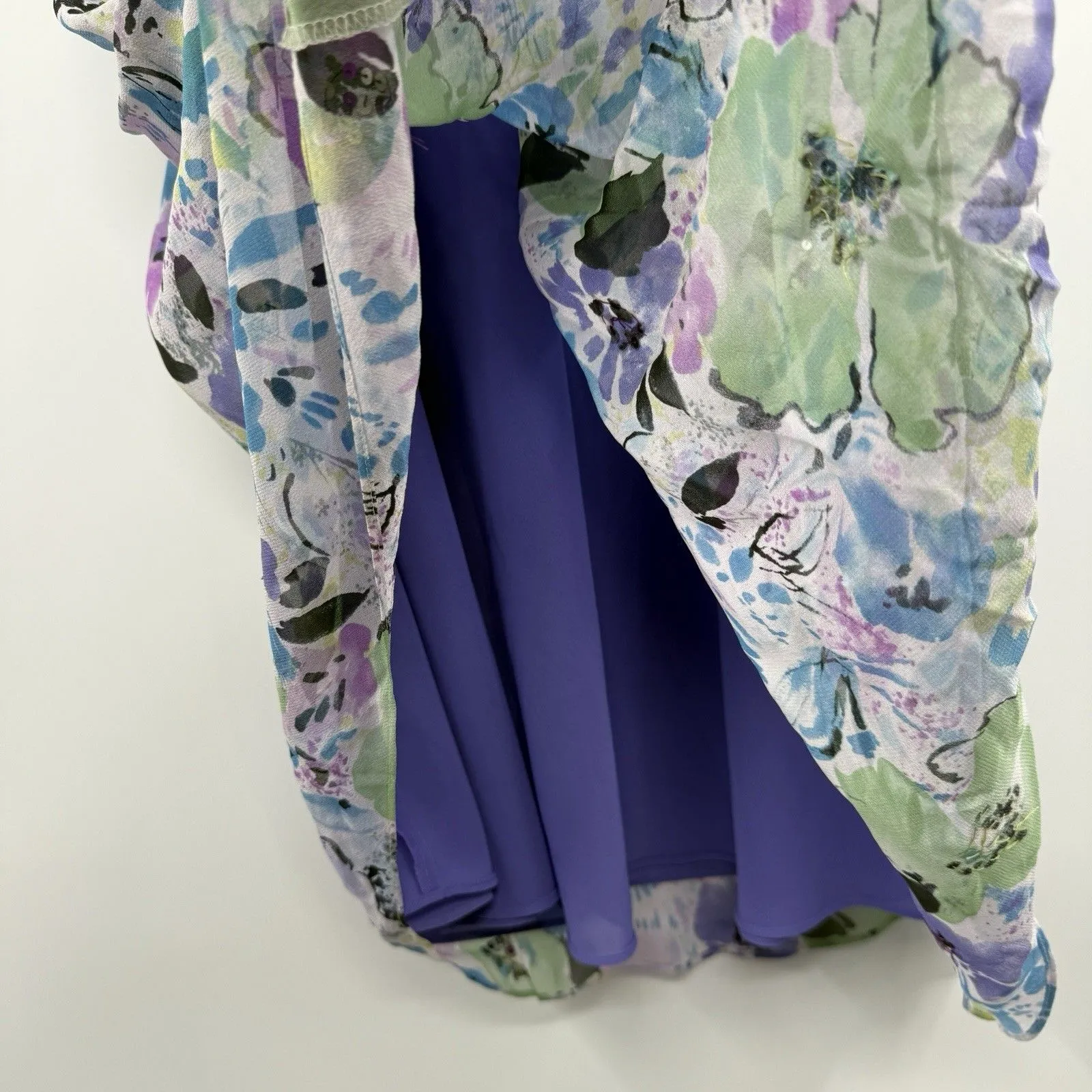 Coldwater Creek Womens Silk Midi Skirt M Floral Fairy Purple Pastel Cottagecore - Image 4