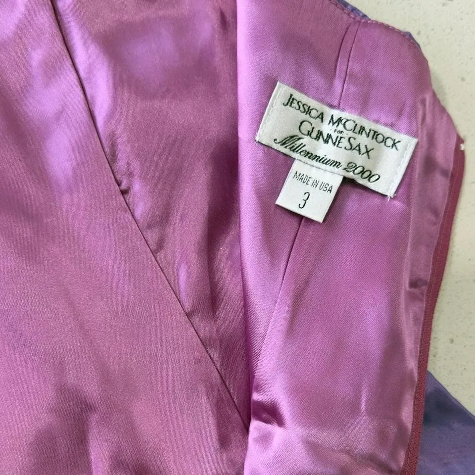 Jessica McClintock Gunne Sax Millennium 2000 Purple Strapless Gown Dress Sz 3 - Image 7