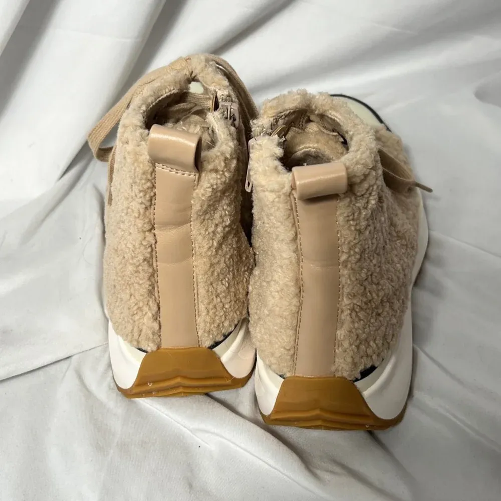 Steve Madden Faux Shearling PlShaft Platform High-Top Sneakers in Natural Size 9 - Image 4