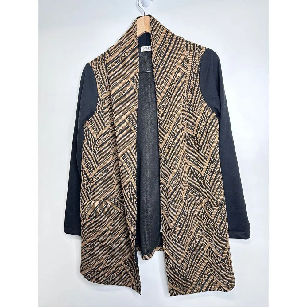Logo By Lori Goldstein Sweater Black Brown Open Cardigan Size Small - Image 4