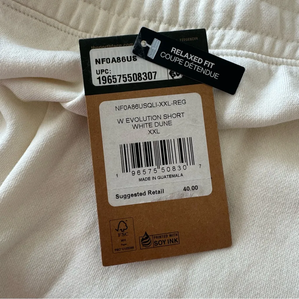 The North Face Evolution Shorts NWT size XXL in White Dune Fleece Sweat Shorts‎ - Image 7
