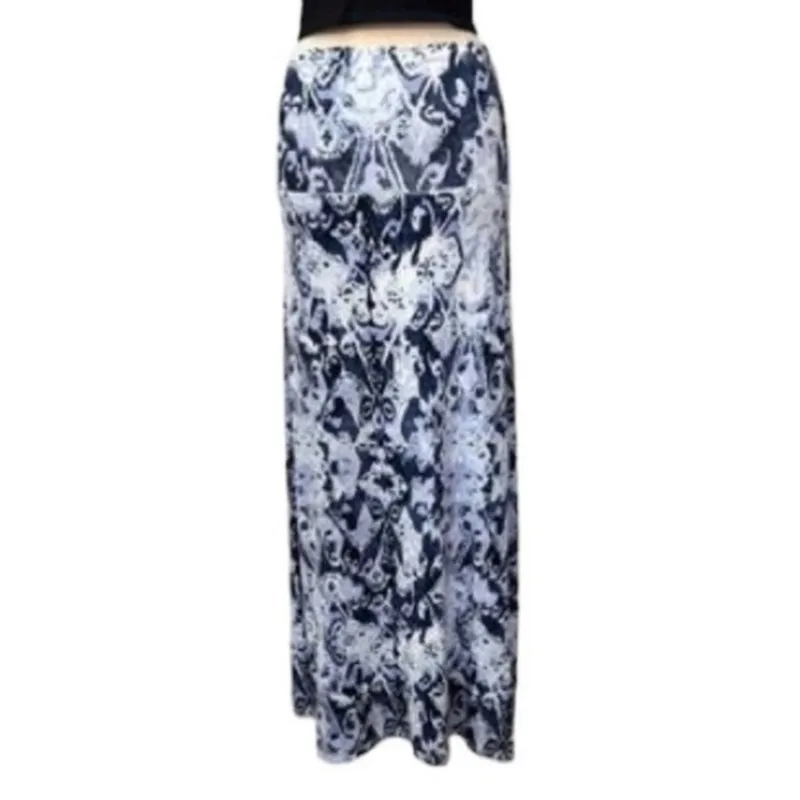 Cynthia Rowley Blue White Tie-Dye Fold Over Maxi Skirt XS NWT - Image 2