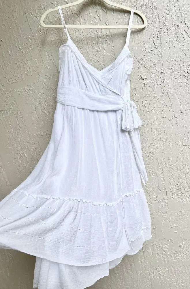 Diane Von Furstenberg Faux Wrap Tiered Queenie Midi Dress White Women's Size 8 - Image 4