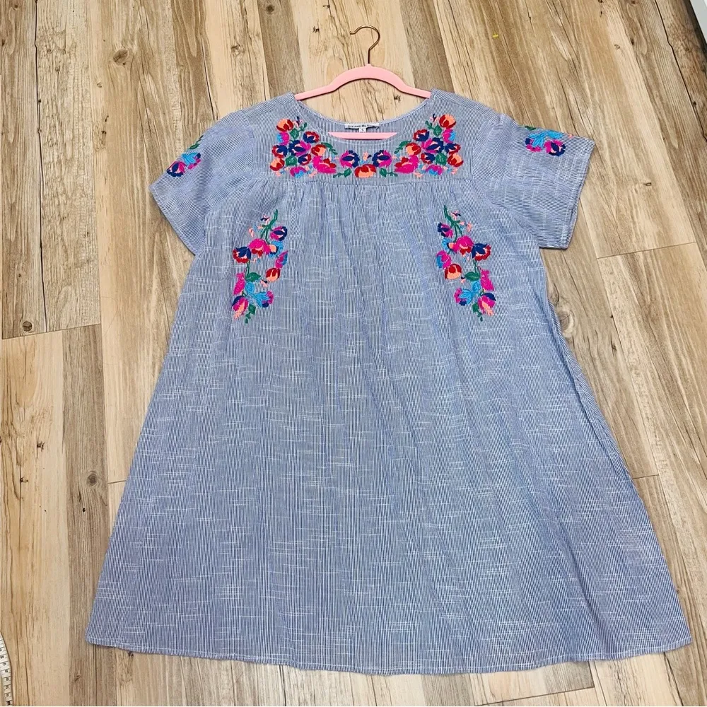 See and Be Seen EMBROIDERY STRIPED DRESS Detail size small floral - Image 8