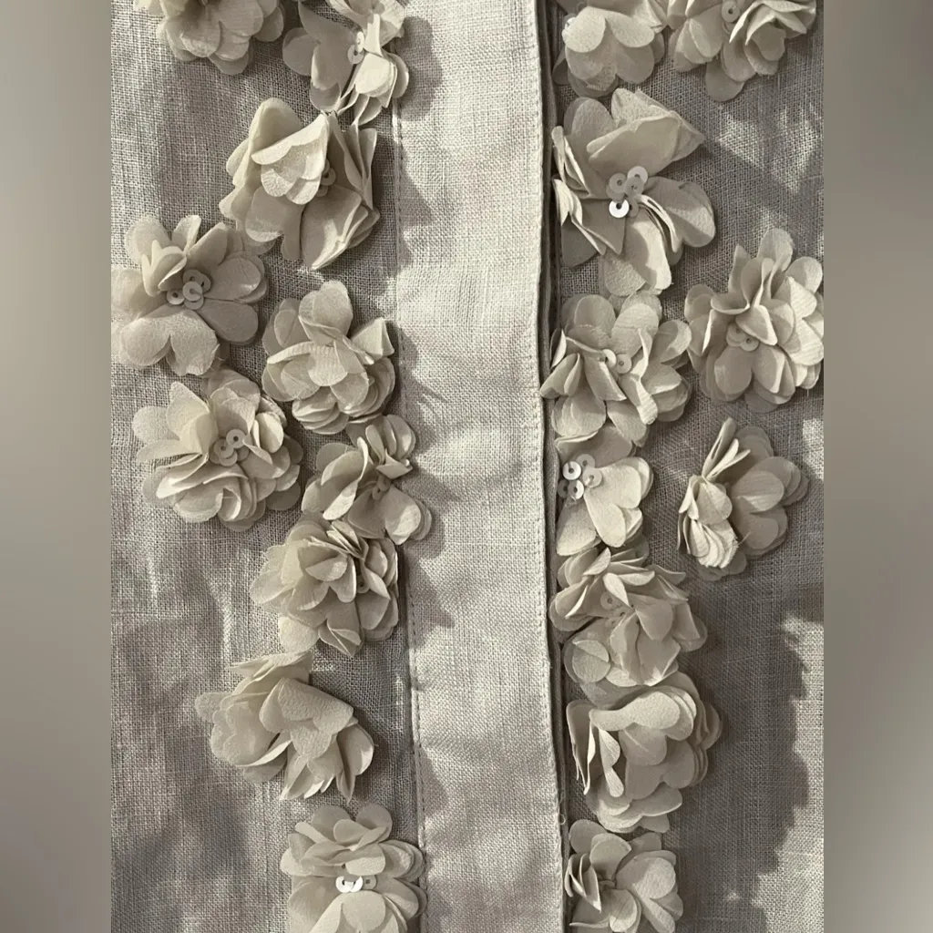 NWT Chico's Linen Shirt Sz3.5 XL US18 Ivory Floral Applique Button Down Top $128 - Image 5