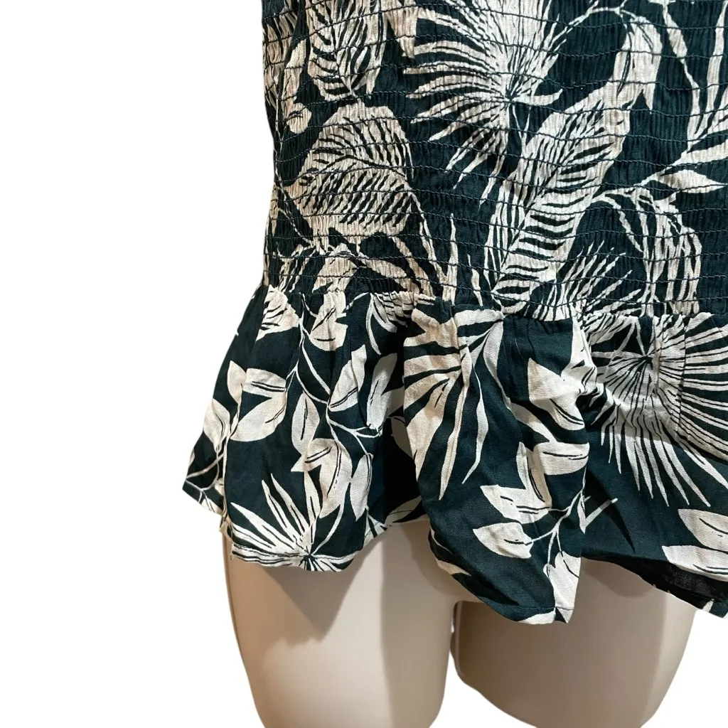 Patrons Of Peace Fern Print Smocked Halter Peplum Top Green White Women’s Large - Image 3