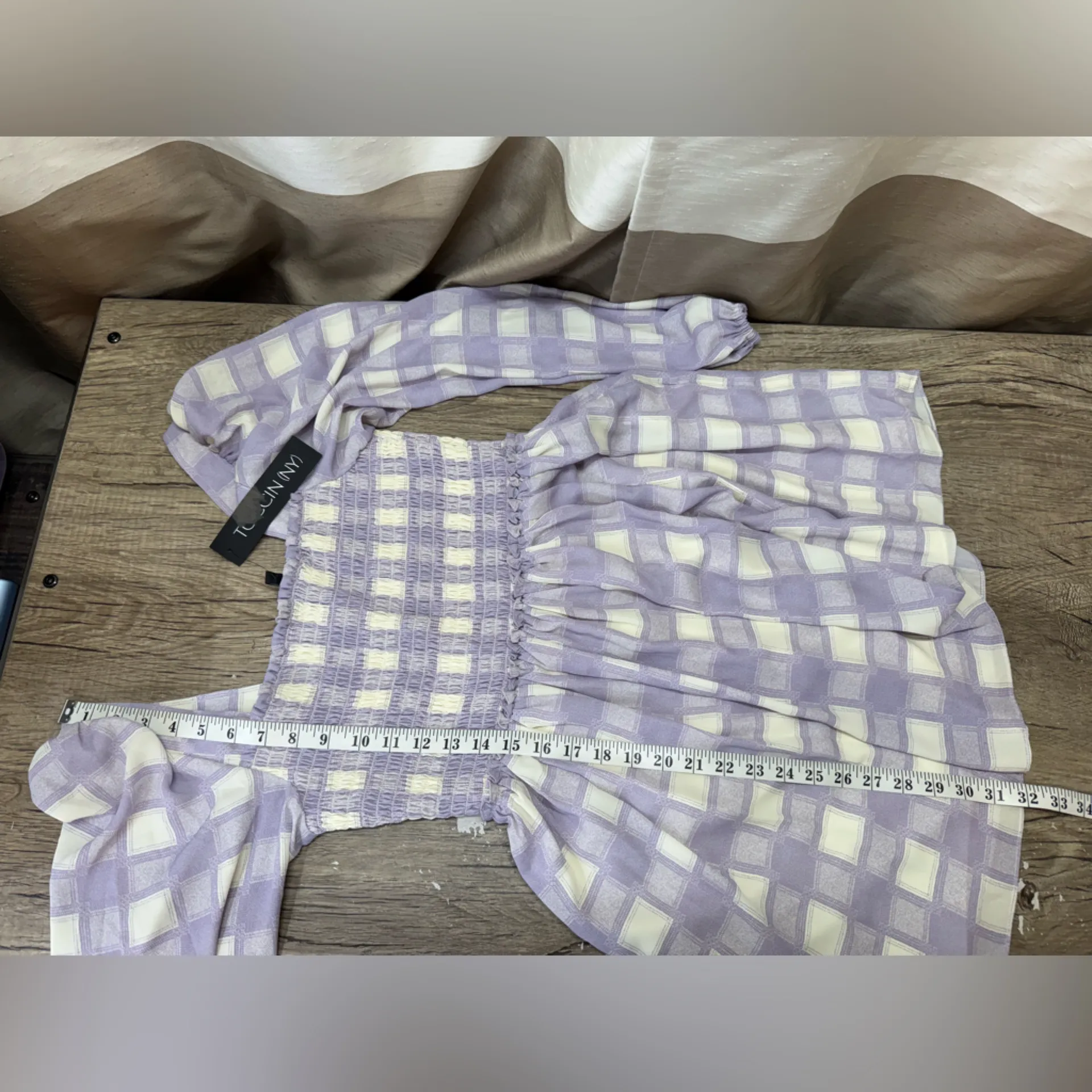 Toccin NY‎ Smocked Puff Sleeve Mini Dress Sz xs Lavender NWT Purple - Image 7