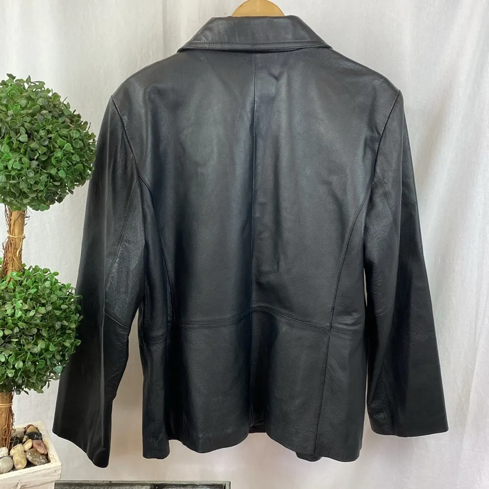 Worthington 100% Leather Black Zip Front Jacket XL - Image 2