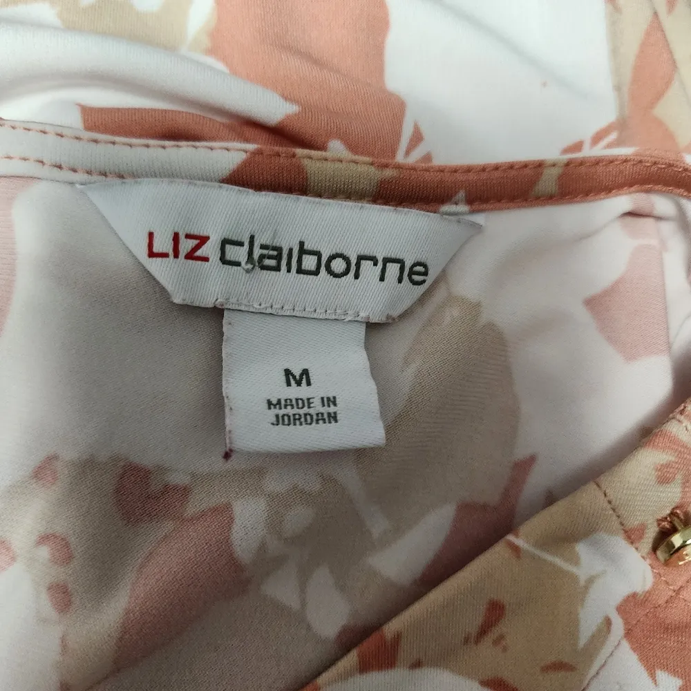 Liz Claiborne Dawn Floral Crewneck Flutter Sleeve Blouse Size Medium - Image 6