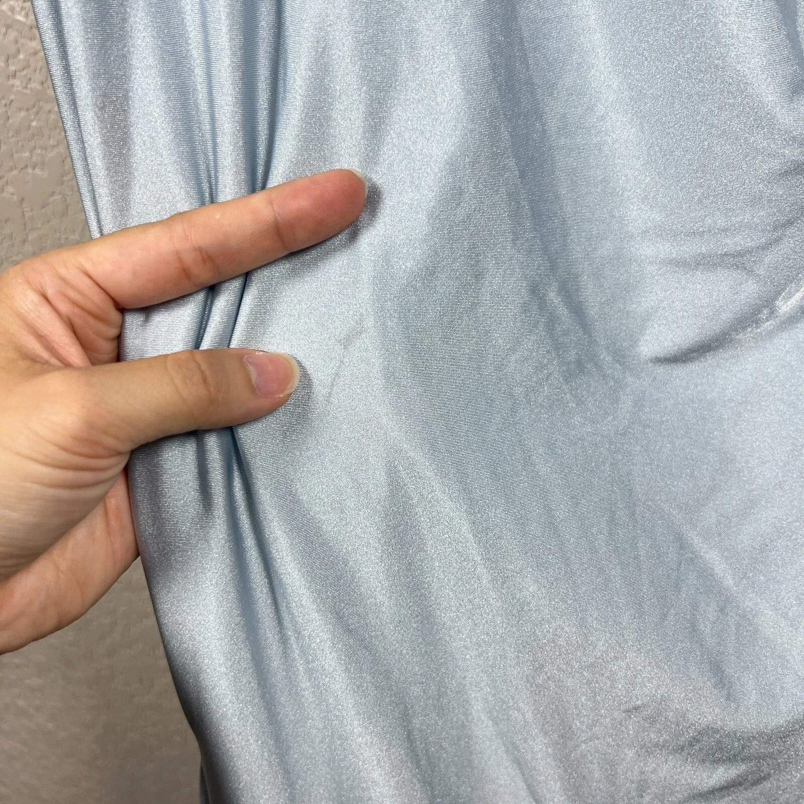 Cynthia & Sahar Gown Large Off Shoulder Corset Satin Dress Mermaid Baby Blue - Image 9