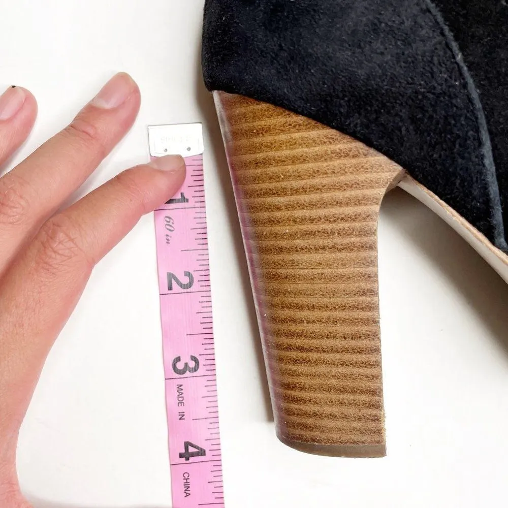 See by Chloe Perforated Stars Suede Block Heel Ankle Boots Black Size 37.5 - Image 6