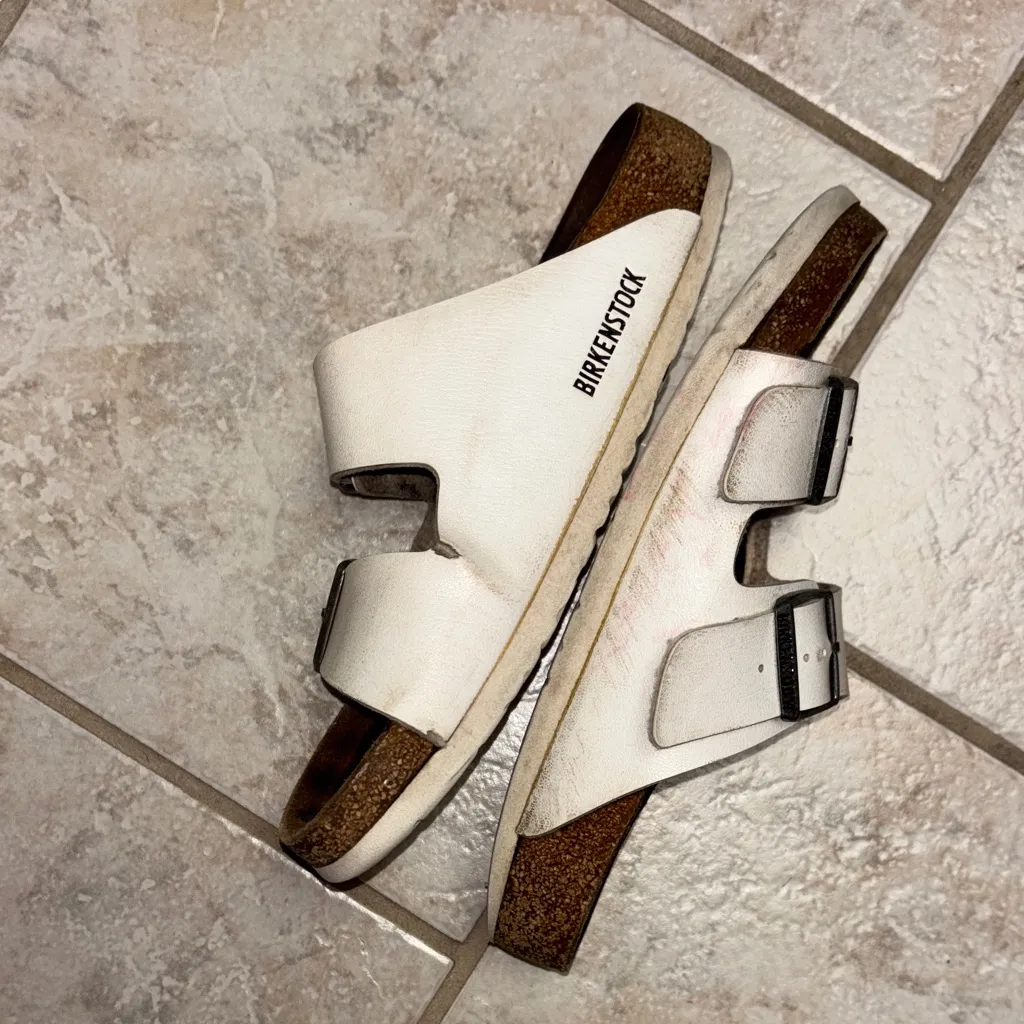 Birkenstock White “Arizona” Sandals - Image 6