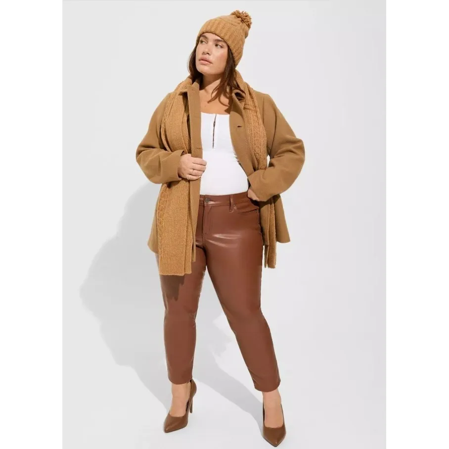 NEW Torrid Faux Leather Pants Womens 16R Brown Perfect Skinny Mid‎ Rise Ankle - Image 4