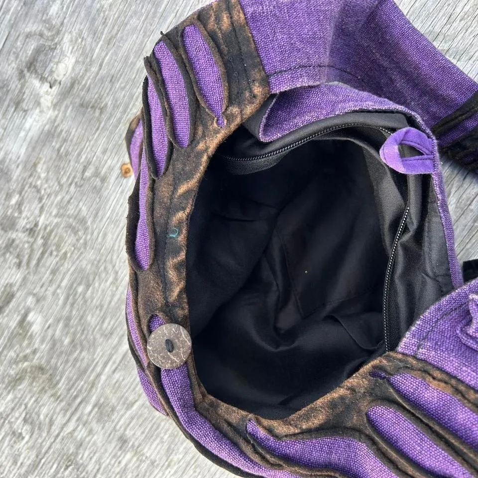 Hippy purple‎ & black stripe hobo bag Purple - Image 6