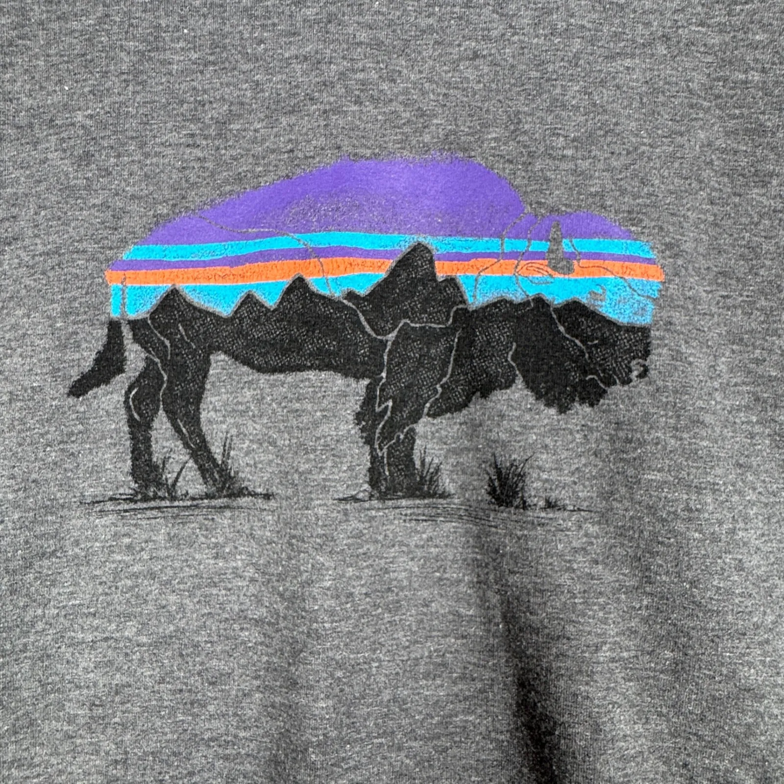 Patagonia Sweatshirt Women Large Gray Organic Cotton Buffalo Mountain Bison Logo - Image 5