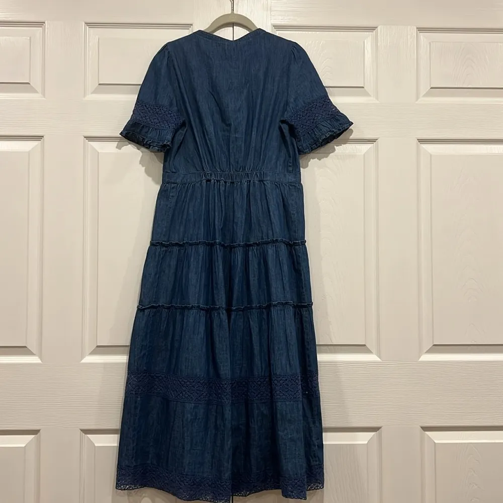 gap x LOVESHACKFANCY Denim Lace Dress Womens Size Medium - Image 2