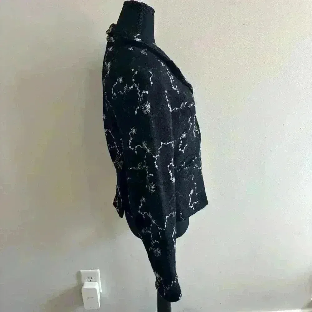 SpiritHouse 100% Wool Made in LA USA Black White Pattern Blazer Size Medium - Image 3