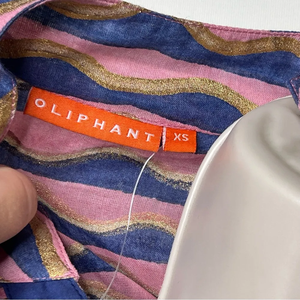 New Oliphant pink blue gold hand painted long sleeve tunic top sz XS - Image 8