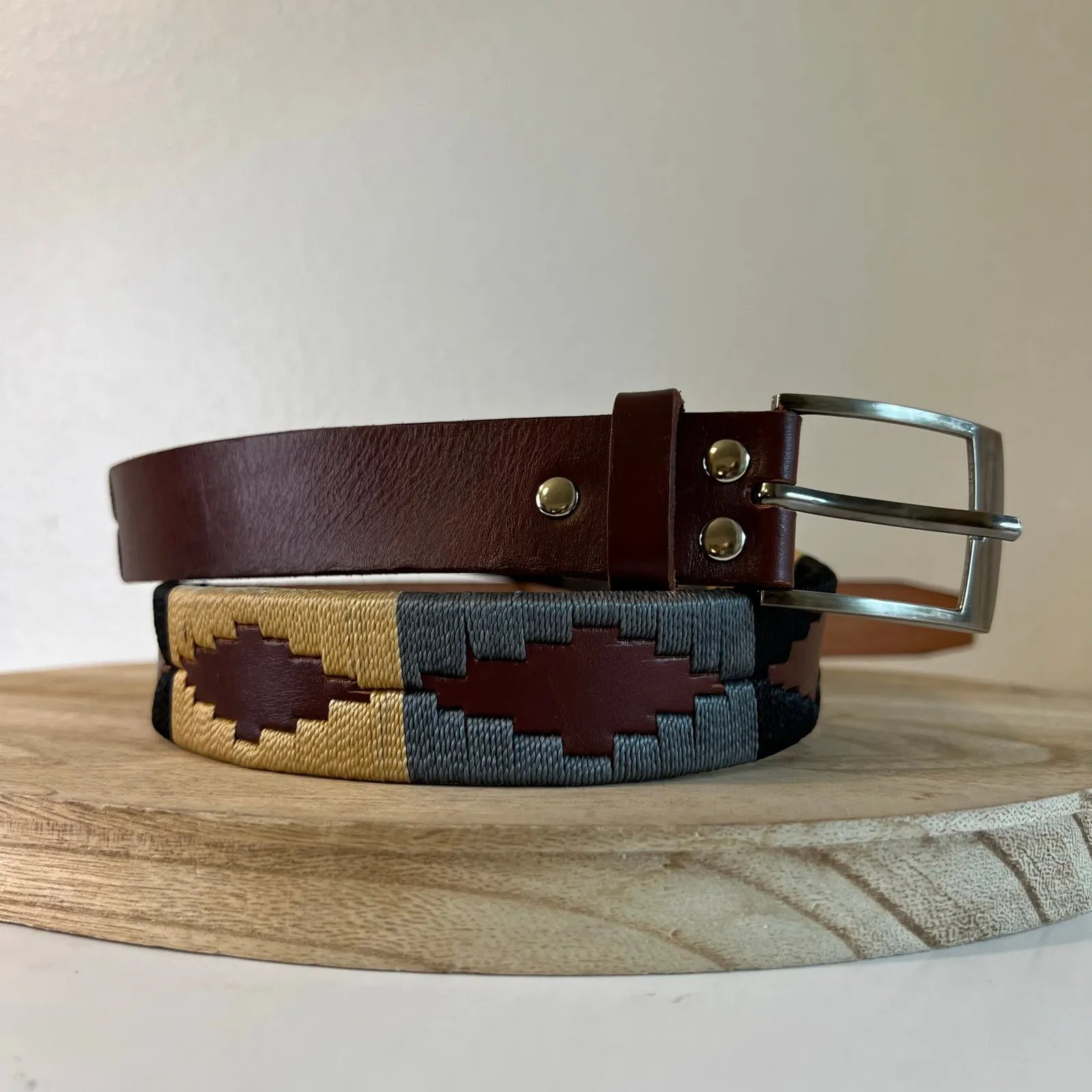 Vintage Brown Genuine Leather Woven Southwestern Belt Size Large Unisex - Image 12