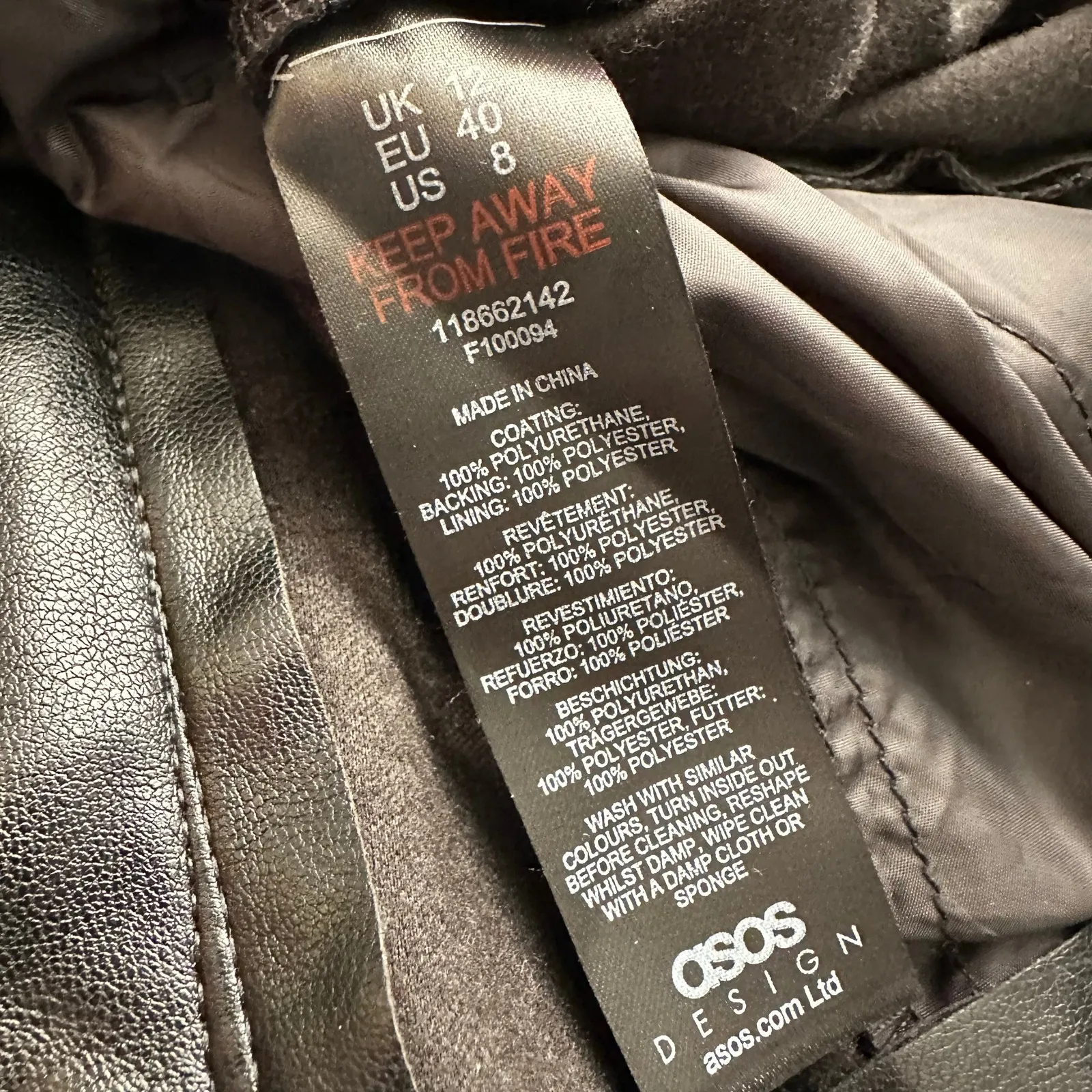 ASOS Design Womens size 8 Vegan Faux Leather Wide Leg Pants Black - Image 8