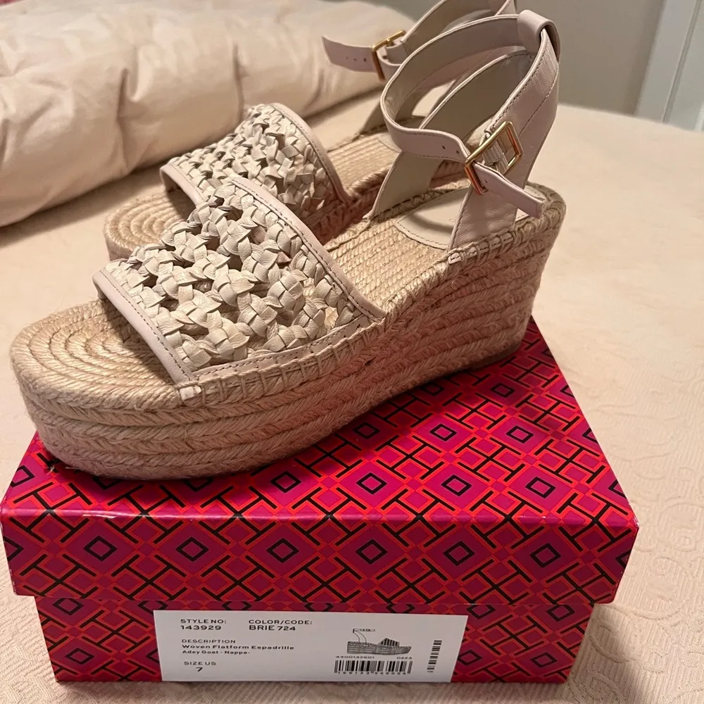 Tory Burch Women's Cream Espadrille Wedge Sandals - Image 5