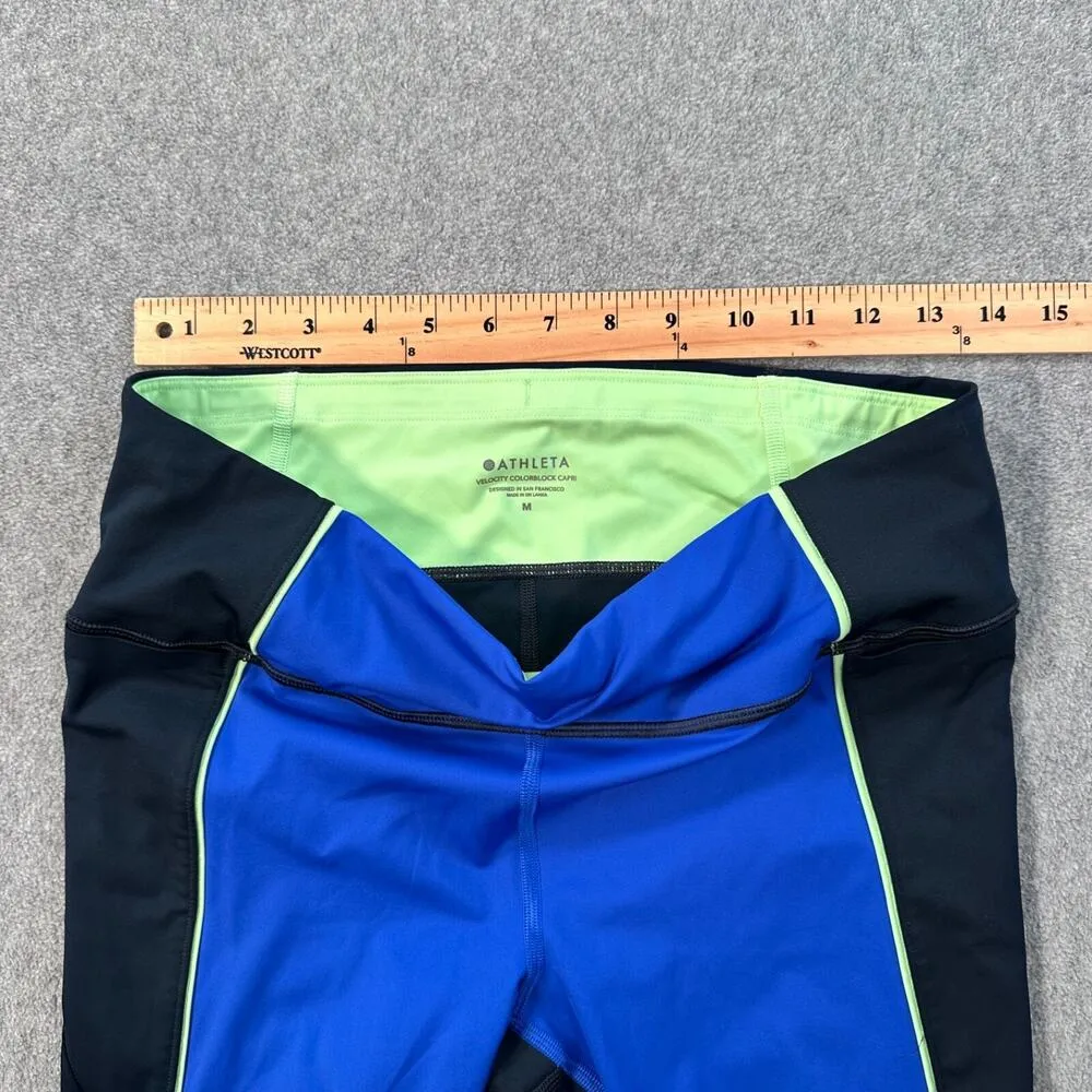 Athleta Velocity Colorblock Capri Leggings Women's Medium Stretch Zipper Pocket - Image 6