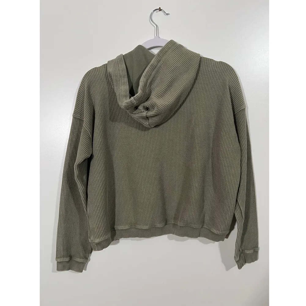 Aerie New Love Corded Hoodie Cropped Size XS in Light Green - Image 3