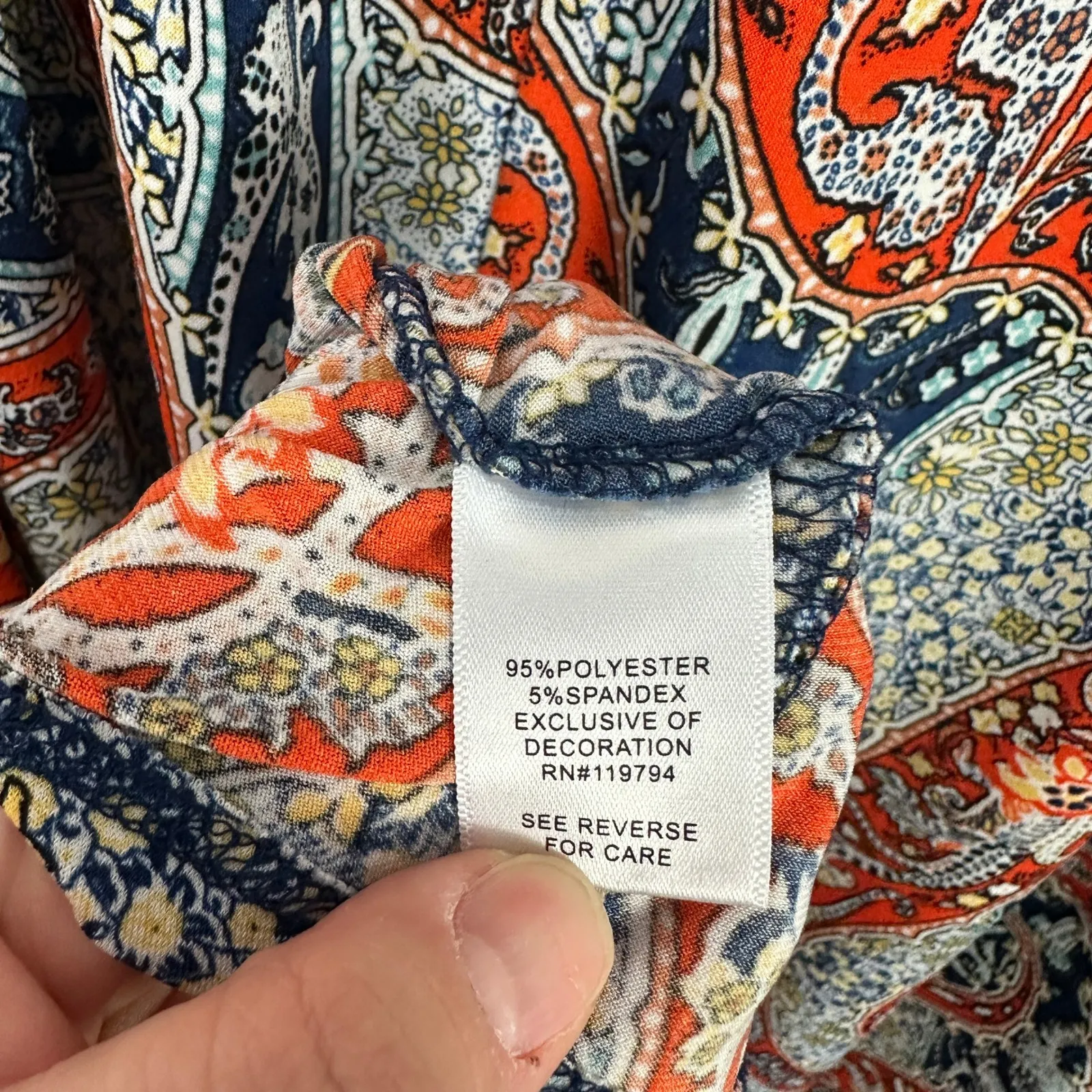 OneWorld Boho Midi Dress Womens Plus 2X Paisley Patchwork Indie Hippie Festival - Image 4