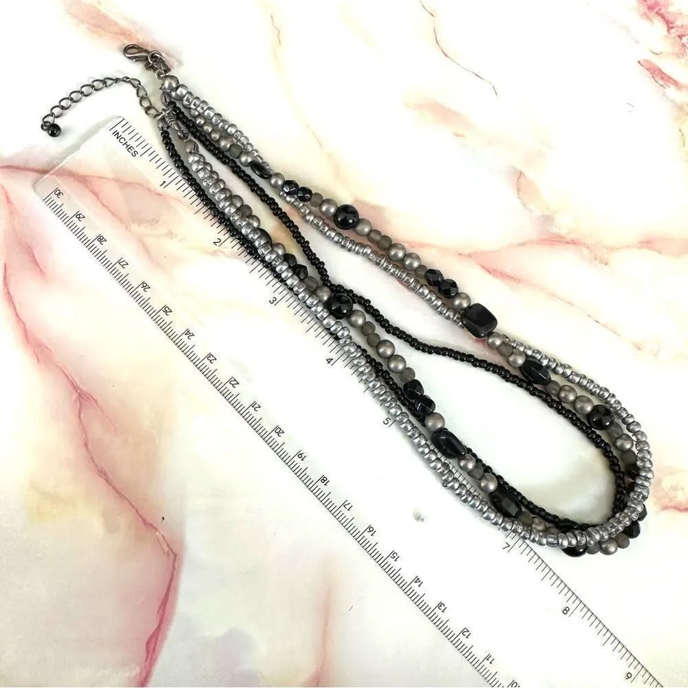 Premier Designs silver and black multi strand beaded necklace - Image 3