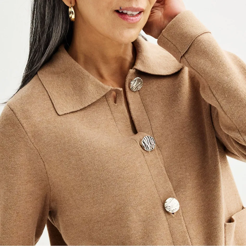 Jaclyn Smith Light Brown Knit Cardigan Small - Image 2