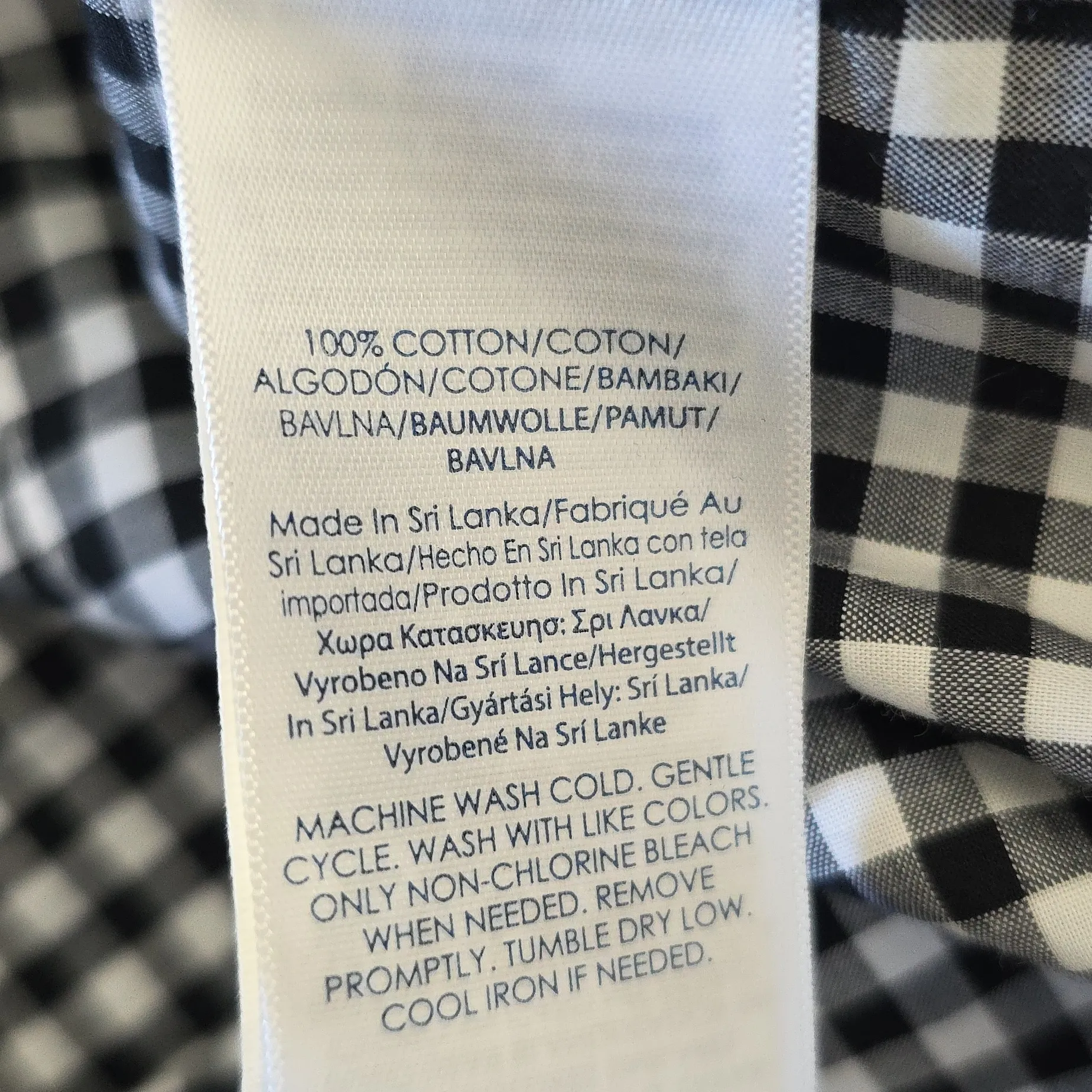 Chaps Black and White Gingham Check Button Down Shirt Cotton - Image 8