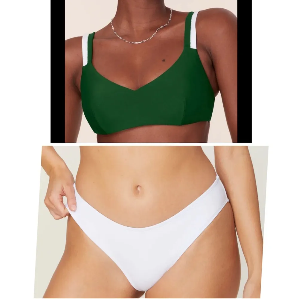 Andie Bikini Set Rockley Bikini Top Pesto Green Bikini‎ Bottom white size XS NWT - Image 2