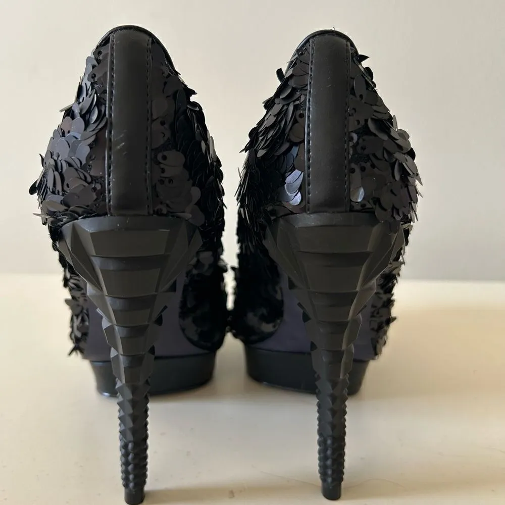 Rachel Rachel Roy Black Keedan Sequin Platform Heels Shoes Size 6 - Image 6