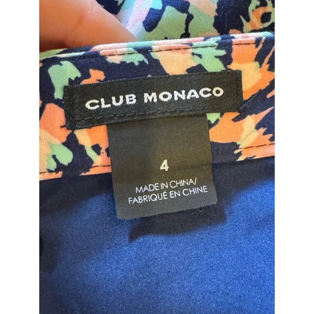 Club Monaco Skirt Women 4 Pink Blue Floral‎ A Line Skater Mini Boho Cottagecore - Image 6