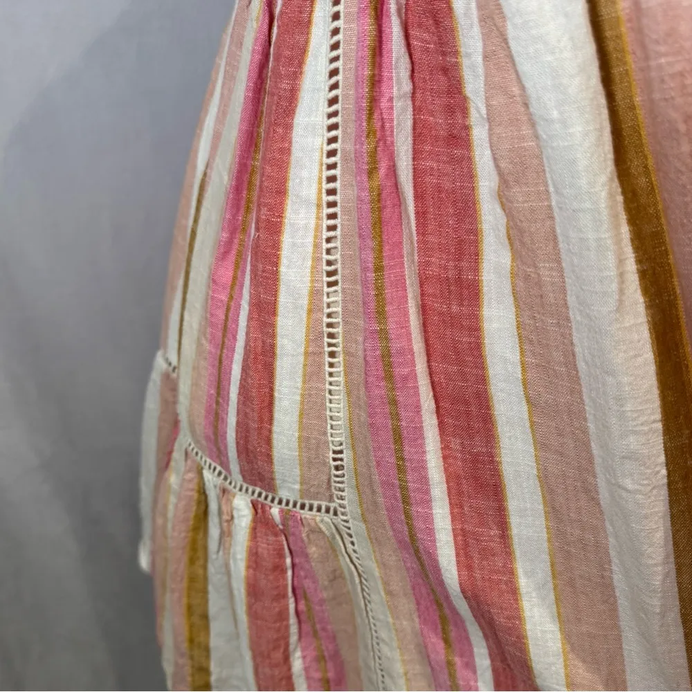 Tobi pink blush striped linen mini babydoll dress size medium - Image 4