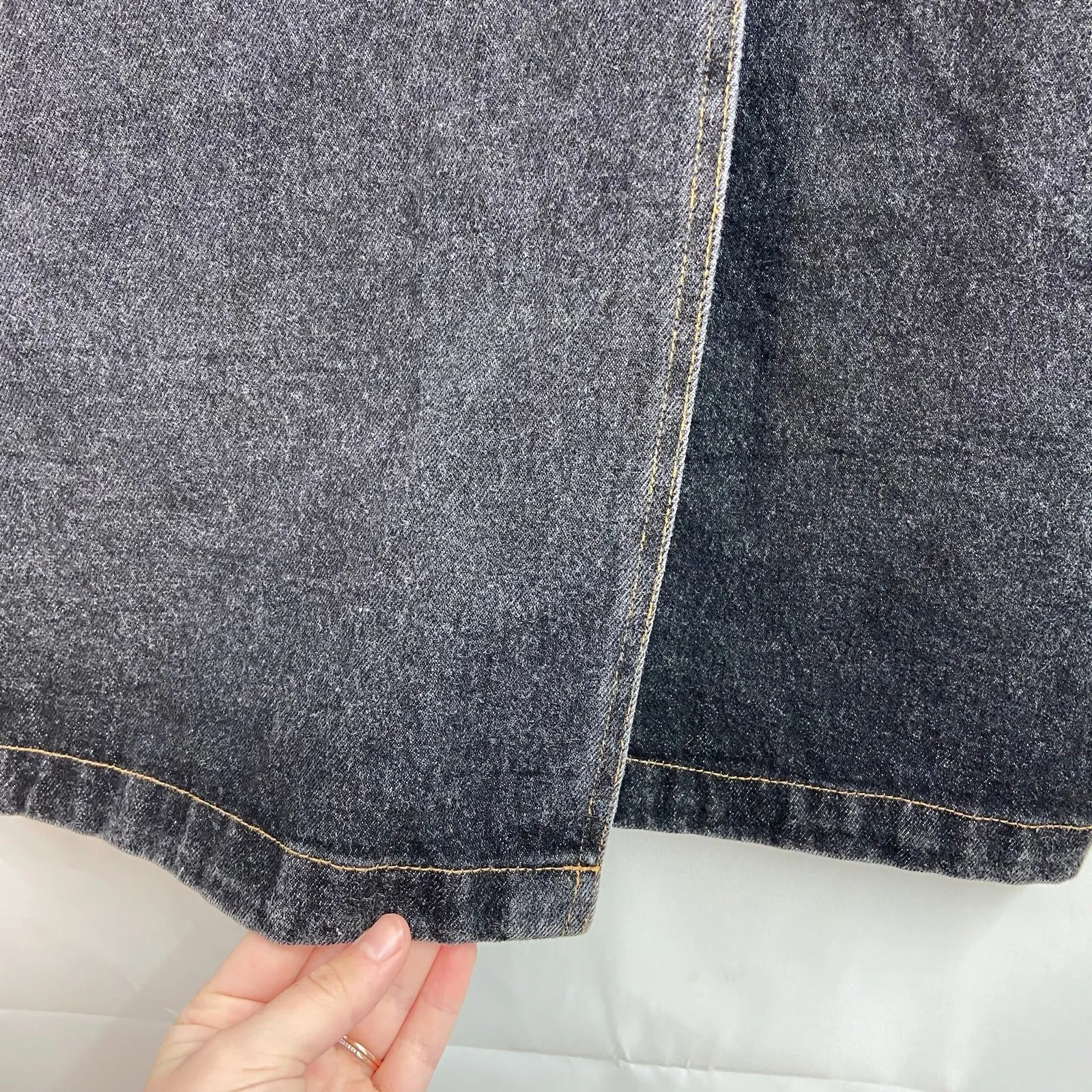 Vintage True Blue women's denim faux wrap cotton skirt casual high waisted small - Image 3