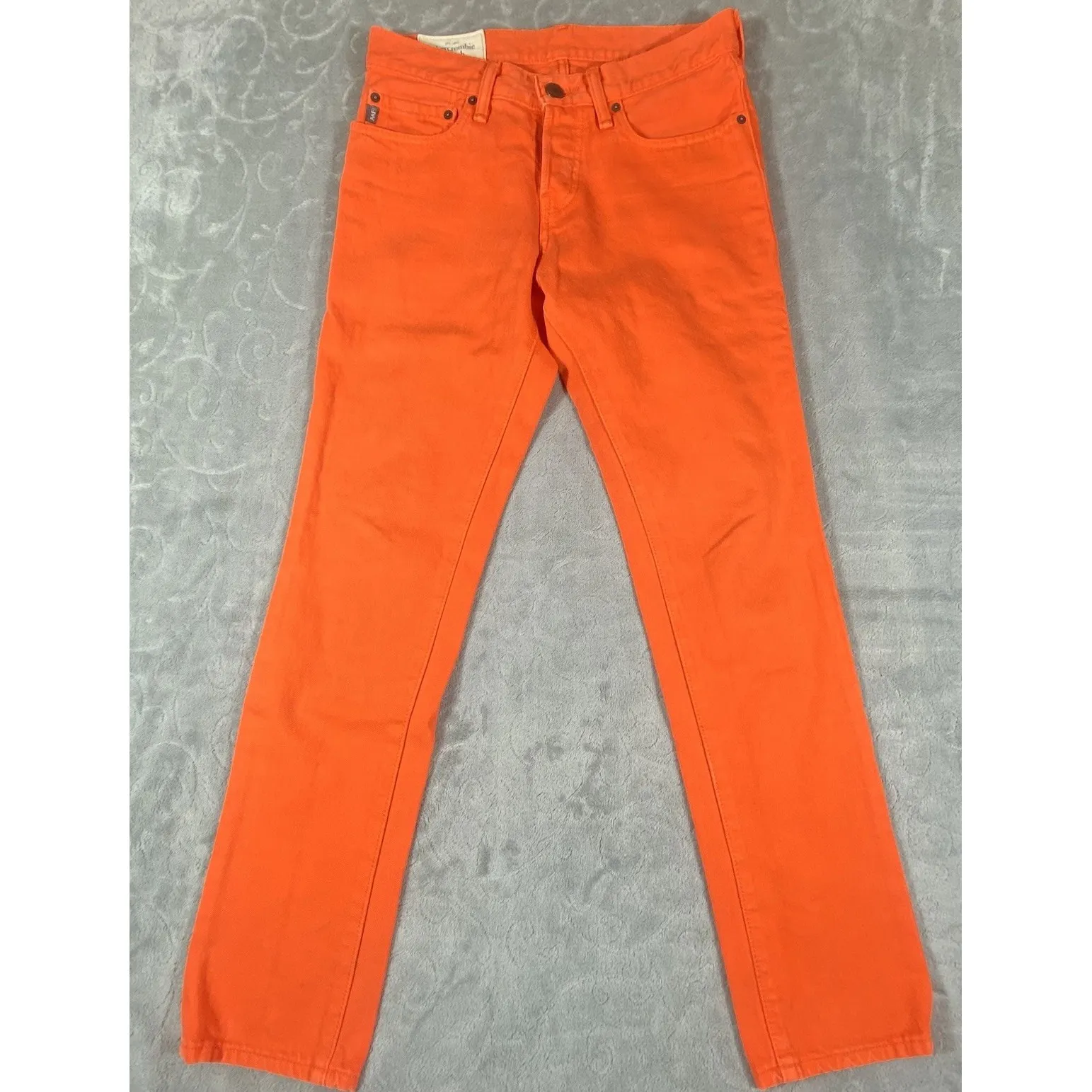 Abercrombie & Fitch Jeans Women 28x30 Orange‎ Skinny Stretch Button Fly Hipster - Image 6