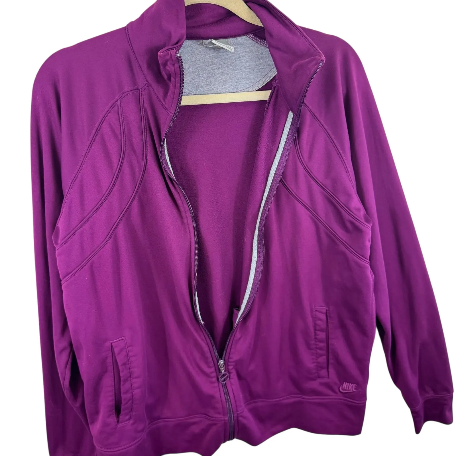 Nike  Purple Full Zip Mock Neck Stretchy Athletic Jacket Women's Size XL - Image 4