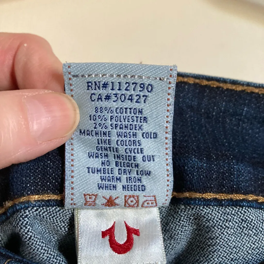 True Religion Dark Wash Joey Twisted Leg Flare Bell Bottom Denim Jean’s#Br - Image 3